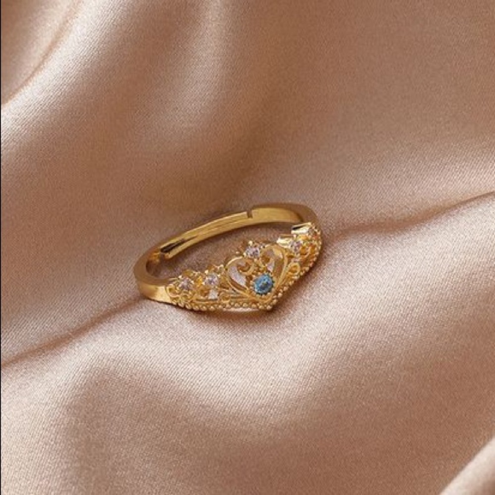 3/$25🦋 Blue Crystal Princess Ring Gold Adjustable